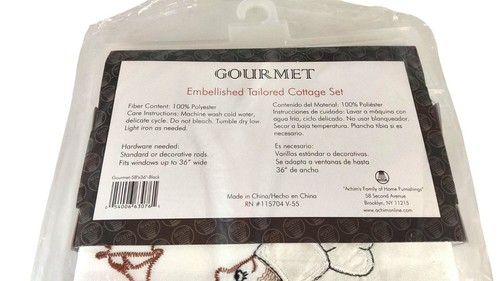 Gourmet Embellished Tailored Cottage Window Set 58" x 24" Polyester Curtain With - Picture 4 of 5