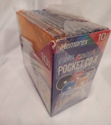 Memorex Cool Colors 10-Pack Pocket CD-R 24X 210 MB 24 Minute, New Torn Package - Picture 2 of 7