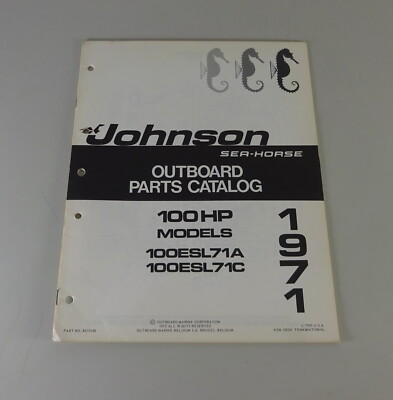Teilekatalog Johnson Evinrude Außenborder / Outboards 100 PS Models von 1971