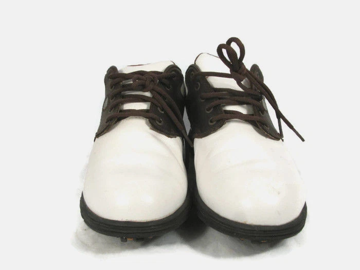Walter Hagen Men s Golf Shoes White Saddle Turf Lock Fairway Brown Leather 8 M