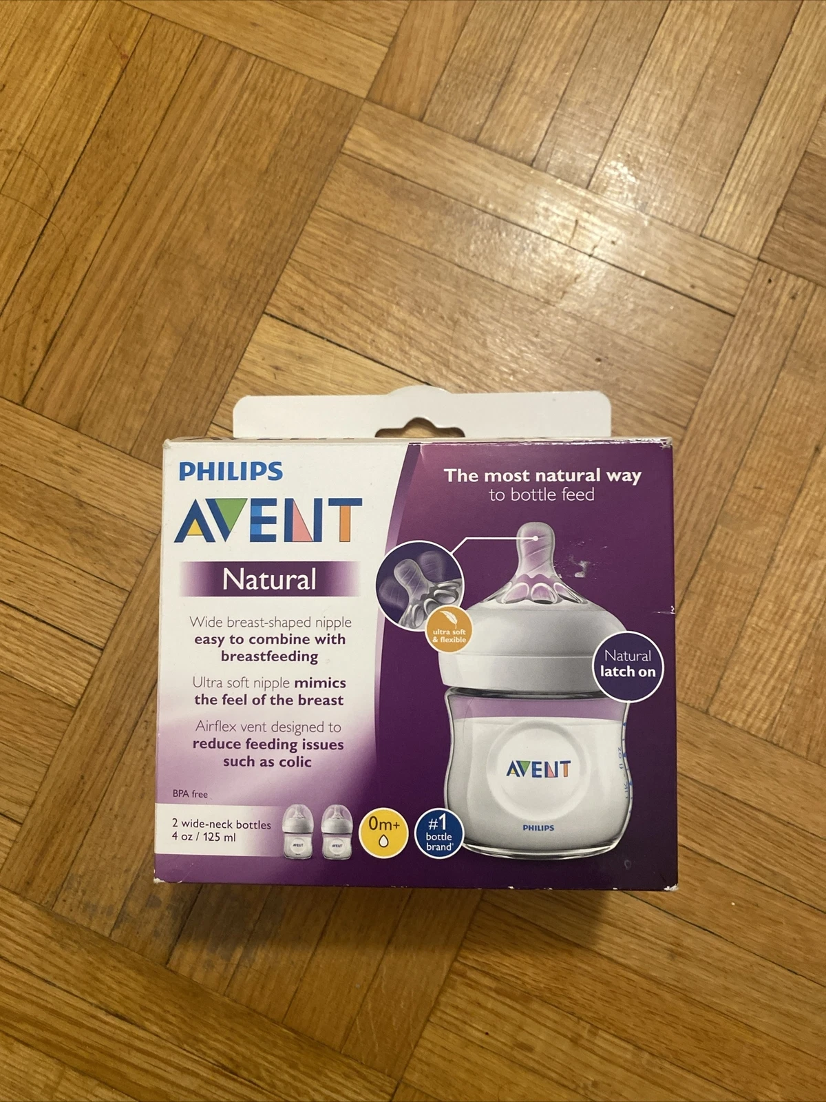 Philips Avent Natural Feeding 2x 125mL 4oz Bottles Lactation No BPA Anti Colic