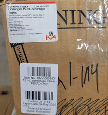 CORNING 15mL PET Centrifuge Tubes Racked With Plug Seal Cap 430053 (500/cs)