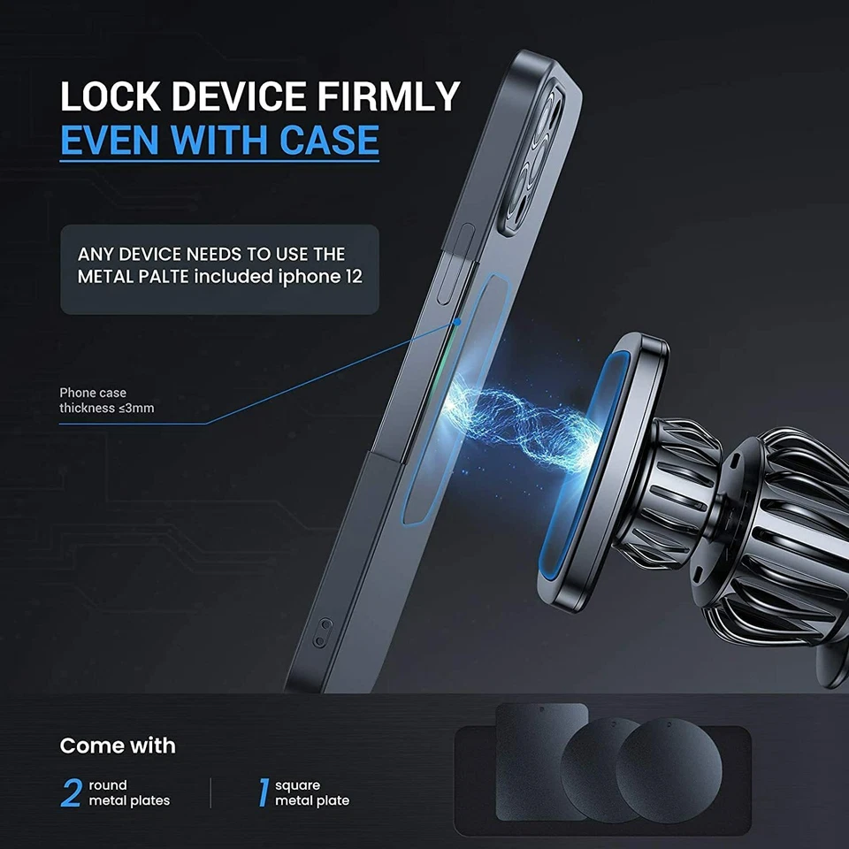 Universal Car Phone Holder Magnetic Air Vent iPhone 17 16 14 to 7/6  Max Samsung - image 2 of 4