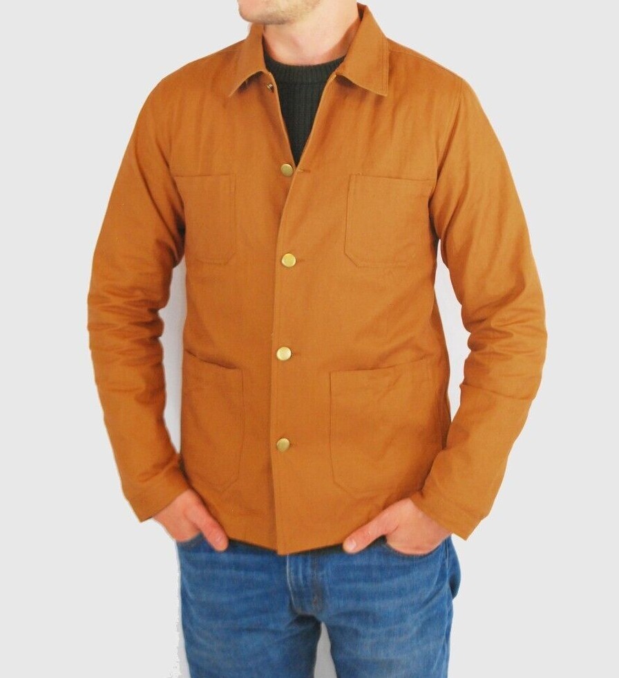 60s Style French Duck Brown Cotton Canvas Chore Jacket Various