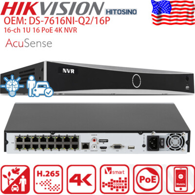 Hikvision compatible 16CH NVR OEM  DS-7616NI-Q2/16P 4K 8MP 16POE 16 Channel US