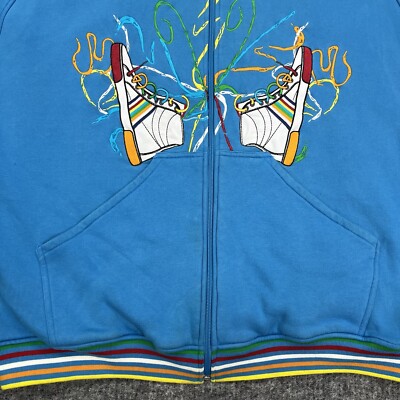 Coogi Hoodie Mens 3XL Blue Hoodie Full Zip Sweater Y2K Sneakers