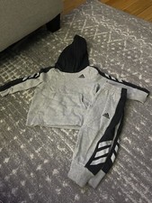 Adidas Colorblock Crew Sweatsuit Boy's 3T Heather Grey Preowned