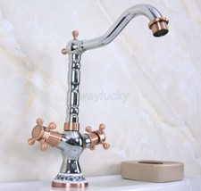 Chrome Red Dual Handle Bathroom Faucet Swivel Deck Mount Sink Vanity Mixer Tap