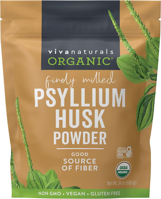 Viva Naturals Organic Psyllium Husk Powder 1.5 Lbs Easy Mixing Fiber Supplement