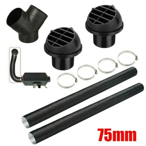75mm Diesel Heater Duct Pipe Ducting Y Piece Air Outlet Vent Hose w/ Clips US - Photo 1 sur 11