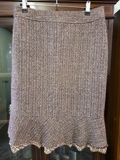 Jolie jupe marron doublée mouchetée Amaranto, 36% laine, taille 10
