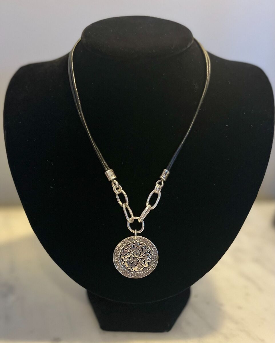 Silpada Sterling Silver & Black Leather Necklace w/Round Silpada Sterling Silver & Black Leather Necklace w/Round
