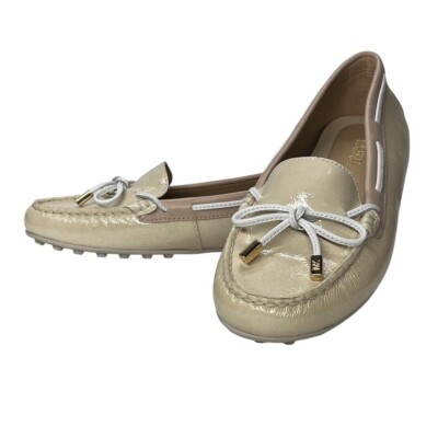 Michael Kors Daisy Moc Slip-On Ecru Loafers Patent Leather Shoes
