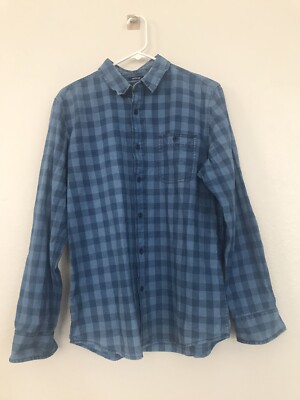 Blue Rag Button American Rag Blue Cotton Button Up Long Sleeve Shirt Size M | eBay