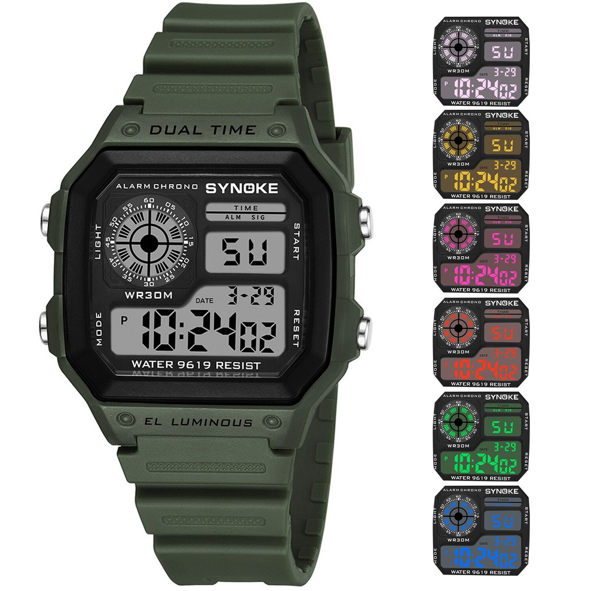 Men's Military Sports Watch LCD Screen Waterproof Wristwatch