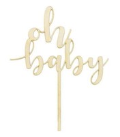 "Cake Topper \"Oh Baby\", Holz, 17Cm | Kuchentopper Babyparty"