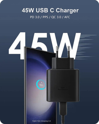 Schnellade Adapter USB-C für Samsung Galaxy PD45W Super schnell  inkl. Kabel