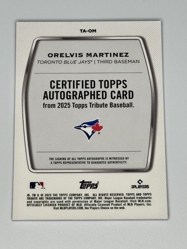 2025 Topps Tribute - Orelvis Martinez - Gold AUTO /75 (RC) - Picture 2 of 2
