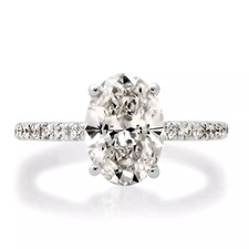 IGI Lab Grown Oval Diamond Engagement Ring 14K White Gold 2 CT Solitaire E VS1