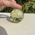 Vintage Murano Like Glass Ball White/yellow/clear Marble Spherical 1.5” Round
