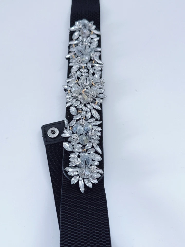 Women Bride Crystal bling Rhinestone Formal Wedding Dress Party Elastic Belt - image 4 of 4
