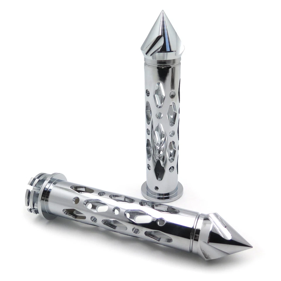 Empuñaduras de extremos de barra de clavos cromadas hechas por CNC de 7/8" 22 mm para Kawasaki Ninja 250 500 ZX6 ZX Foto 4 de 4