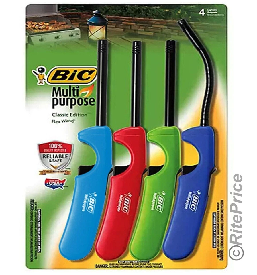 4 Pcs BIC Multi-Purpose Lighters, Classic Edition Lighter & Flex Wand (4 Pack) - Image 2 of 4