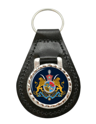Iran Imperial Coat of Arms Leather Key Fob