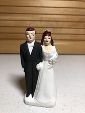 Vintage Japan Ceramic Wedding Hand Painted 3 3/4" Tall Bride Groom Cake Topper