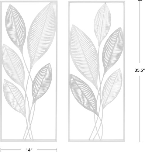 Wohnzimmer Deko Wandpaneele Set 2 Laub Blätter Gold & Metall Blattmetallic - Bild 15 von 24