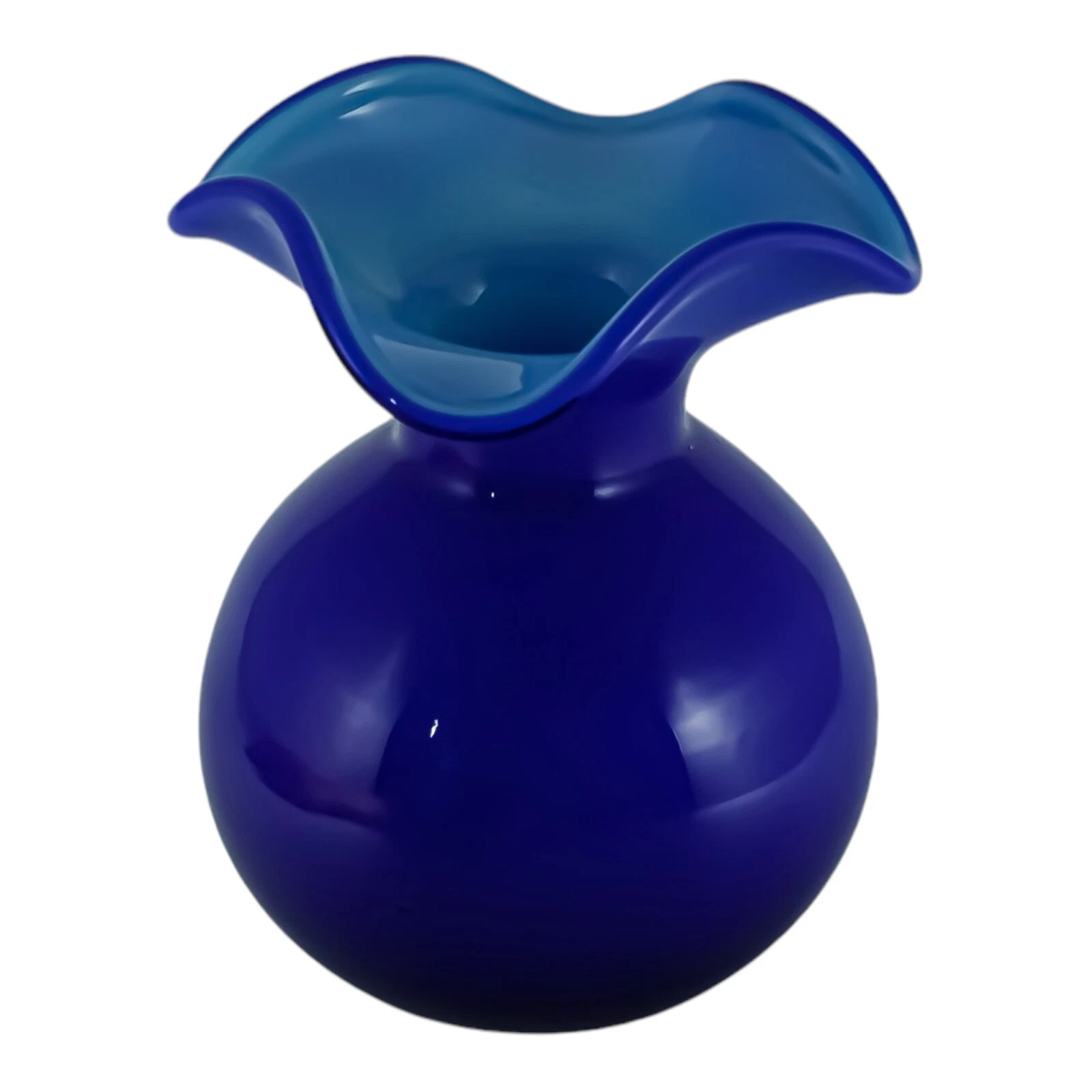 Murano glass vase blue handmade Venice 13cm