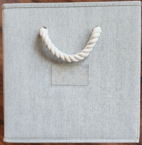 EZOWare™ ~ 12" ~ Foldable ~ Storage Cube/Bin ~ Rope Handles ~ GRAY Herringbone - Picture 9 of 11