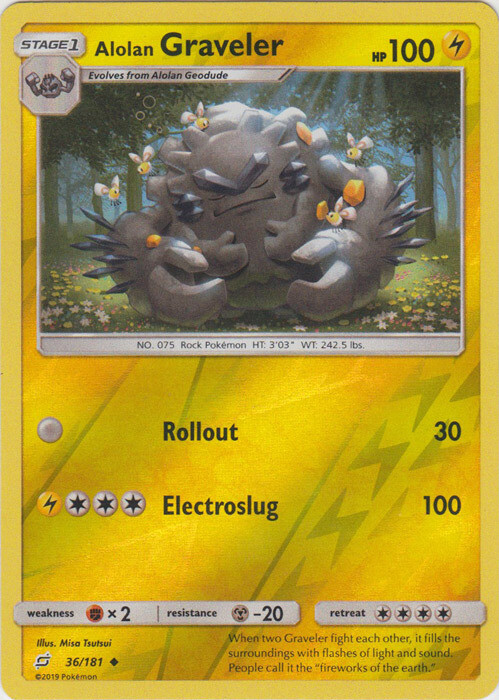 LP Pokemon Alolan Graveler - 36/181 - Uncommon - Reverse Holo Lightly Played Tea