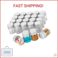 JIUWU 24-Pack 5mL Mini Bottles with Aluminum Screw-Cap, Clear Small Glass Jars w