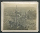 BRISTOL, CT ~ MOUNTED PHOTOGRAPH pictures the building of Railroad Overpass 1895