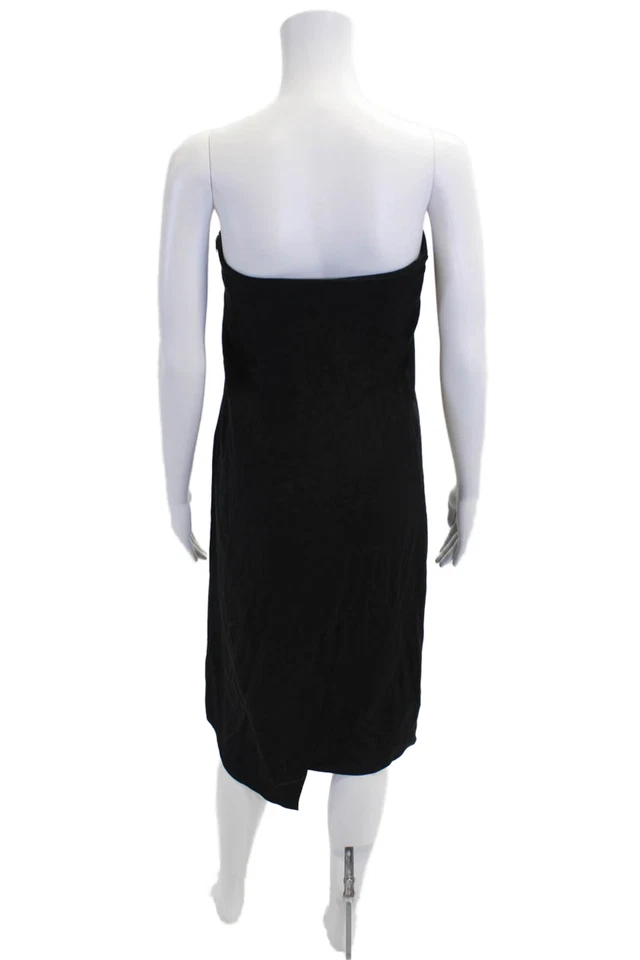Vestido Tibi para mujer de seda con detalle de joyas sin tirantes hasta la rodilla negro talla 2 Foto 3 de 4