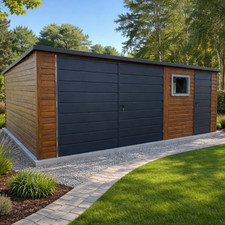 Blechgarage 5x3m Stahlgarage Geräteschuppen Metall Holzoptik Lieferung Montage