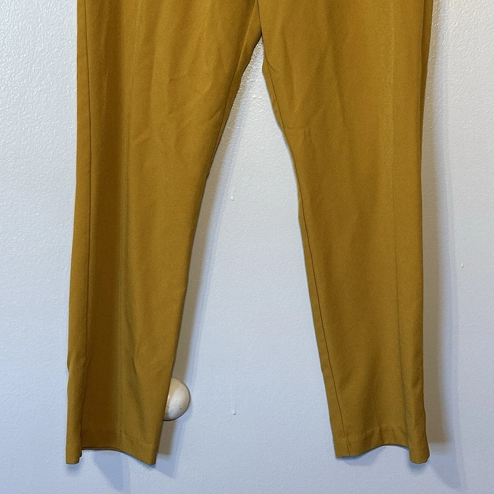 Mujer Talla Mediana Bolsa de Papel Vestido Pantalones Amarillo Mostaza Cintura Corbata Oficina Informal Foto 2 de 4