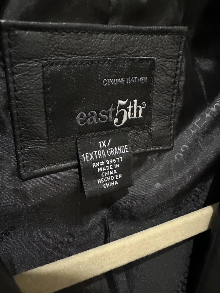 Женская черная кожаная куртка East 5th Ave 1X 3 пуговицы однобортная Y2k - Изображение 2 из 4