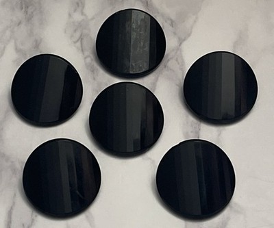Vintage 6  Czech Black  Glass Buttons Button Lot FF-16