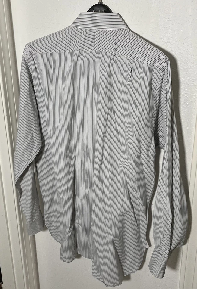 Thomas Pink Cotton Dress Shirt Mens 16.5-36 Striped Made in Ireland Barrel Cuffs - Image 3 of 4