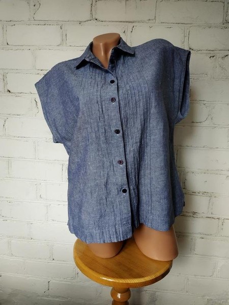Women Hobbs Shirt Navy Linen Cotton 38 / M / 46