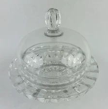 Mikasa Covered Butter Bell Dish Crystal Round Small Salinas Pattern Vintage