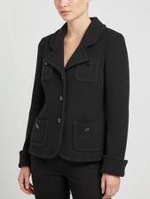 St. John Caviar Black Textured Knit Blazer Jacket USA Size 2