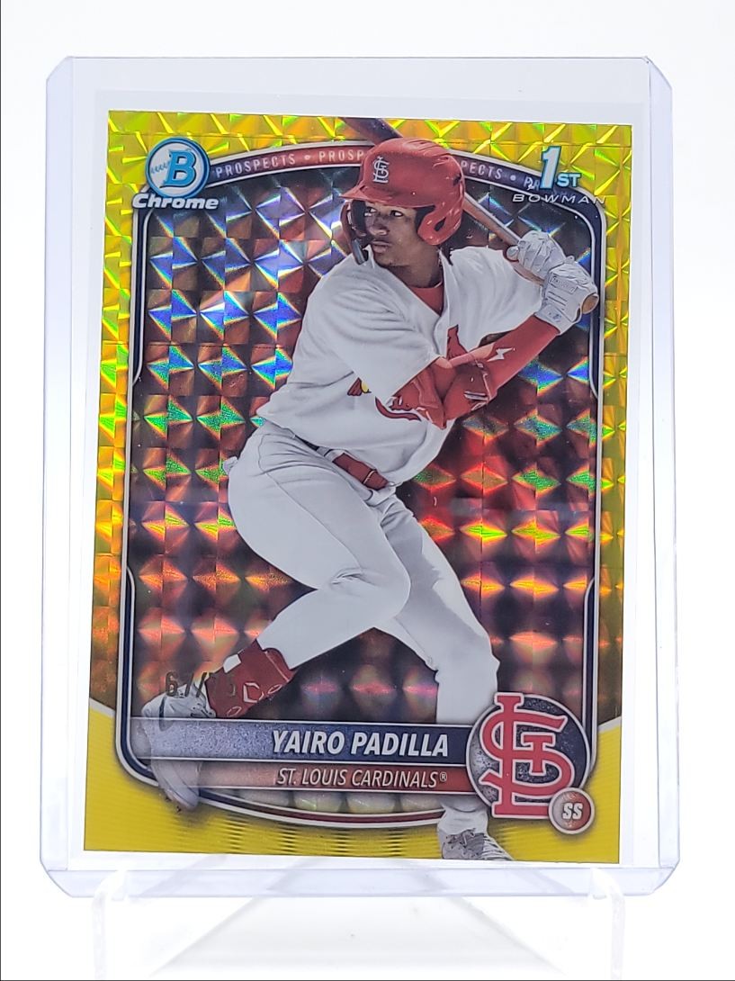 YAIRO PADILLA 2025 BOWMAN CHROME 1ST YELLOW GEOMETRIC CARDINALS /75 Q5393