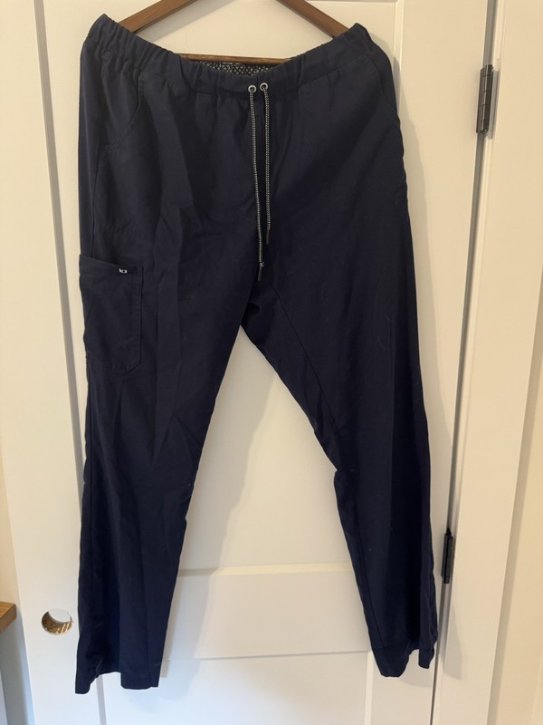 koi Women's navy Tall Scrub Pants M tall solid drawstring elastic waist