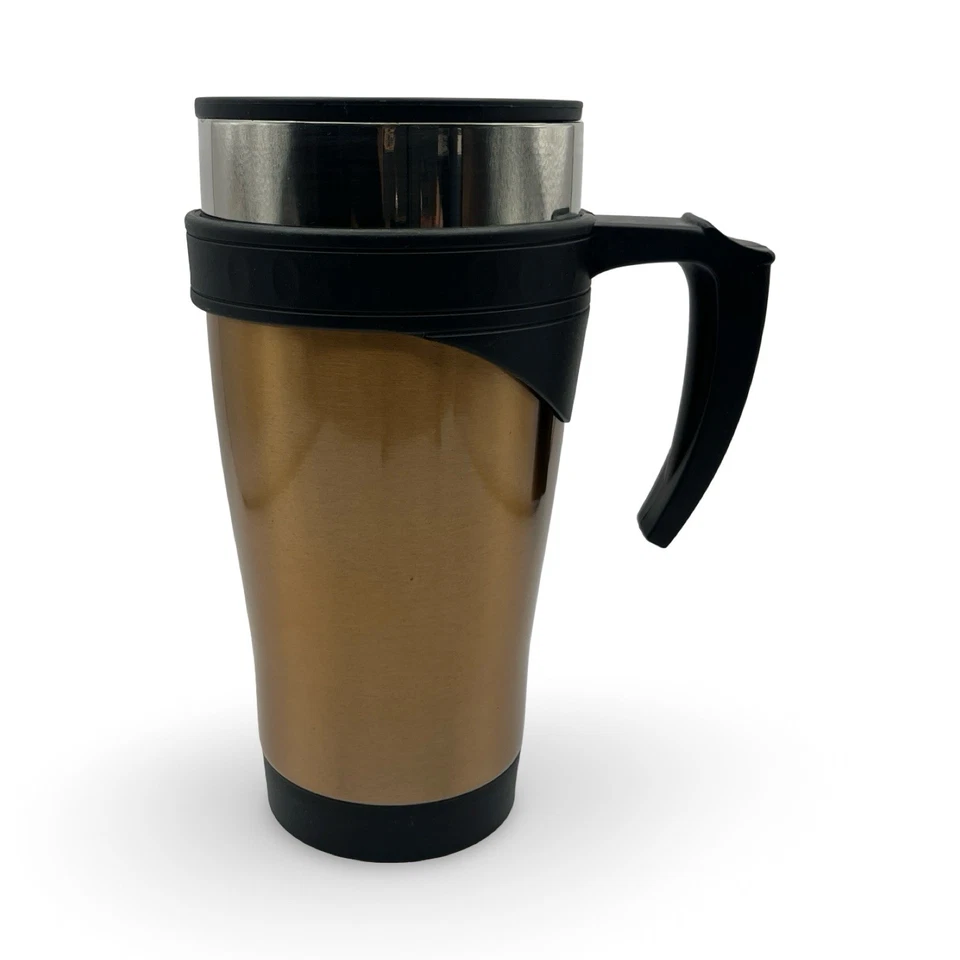 NOVA Caneca de Viagem 16 oz Copo de Café Isolado de Cobre Marrom com Alça e Tampa - Imagem 2 de 3