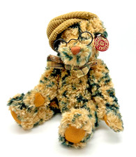Collector's Choice Dan-Dee Bear Plush Glasses Brown Corduroy Hat Jointed Arms