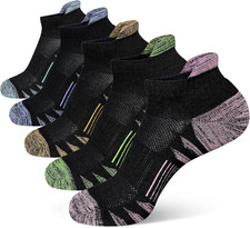 5 Pairs Womens Ankle Anti-Blister Thick Cushioned Odor Resist Athletic Run Socks