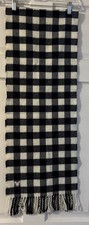 Disney Embroidered Mickey Mouse Scarf Fringe Black/White Plaid Flannel Authentic